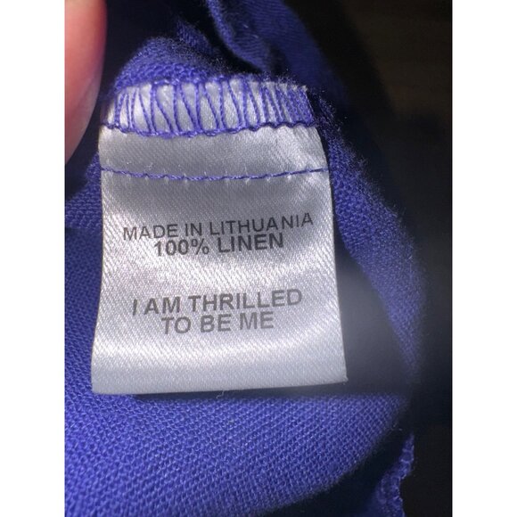 Flax Long Sleeve Blue/Lilac Linen Tunic Dress Sz S Sustainable Minimalist Artsy - Picture 9 of 10